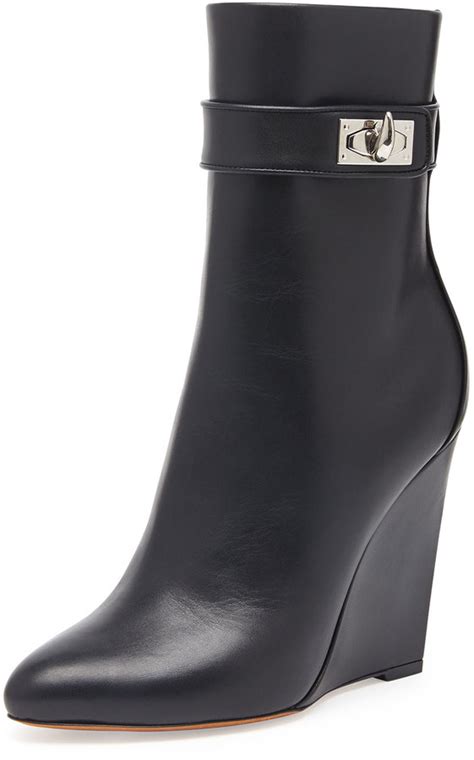 givenchy shoe rubber wedge ankle booties|givenchy shark lock biker boots.